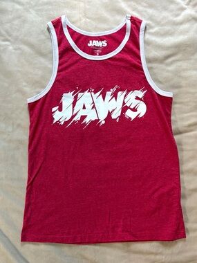 JAWS Red White Tank Top small 4th of July summer graphic amity island shark